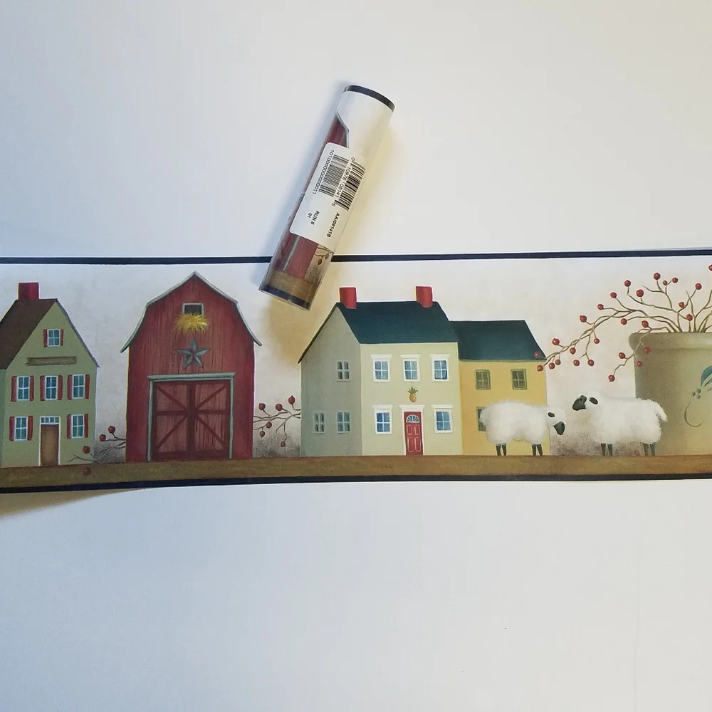 Wallpaper Border Folk Art Shaker Village